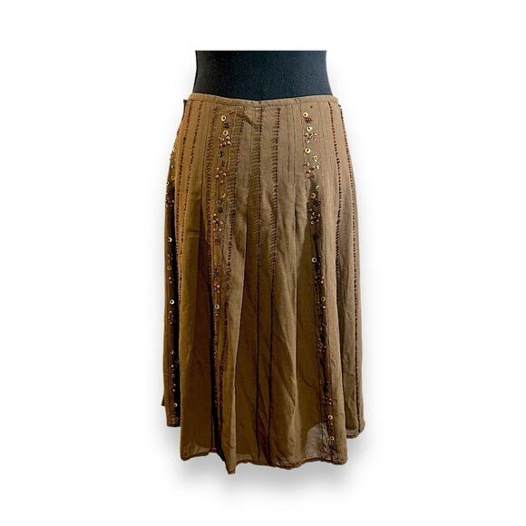 JOSEPHINE CHAUS Brown Silk Beaded Skirt SZ 10 NWT - Picture 9 of 10